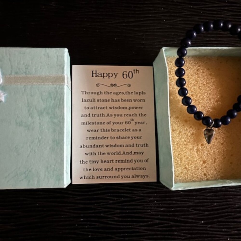 60 birthday bracelet, made natural Lapis Lazuli stone & Amethyst-Never Worn